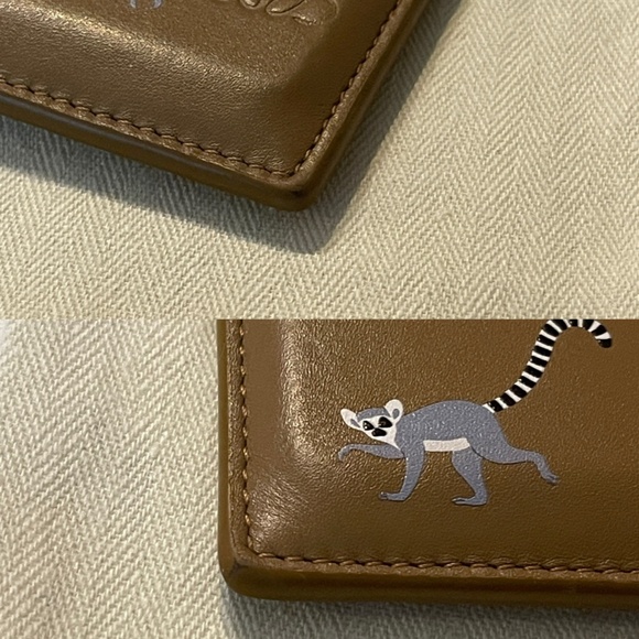 LOEWE x Suna Fujita Lemur Brown Calfskin Leather Card Holder wallet w/ Box - Picture 14 of 16